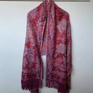 $25/2 Red Scarf Wrap Shawl Throw w/ Fringes